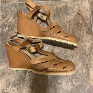 Frye Maye Vintage Leather Wedge Sandals